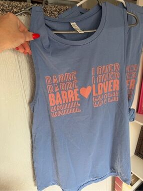 Blue 'Barre Lover' Graphic Tank Top